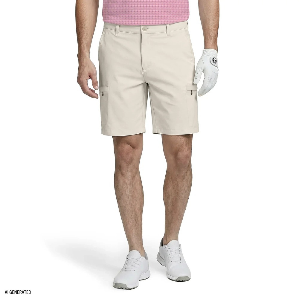 IZOD Golf Mens Swingflex Cargo 4-Way Stretch Straight Fit Shorts Size 42 Knaki